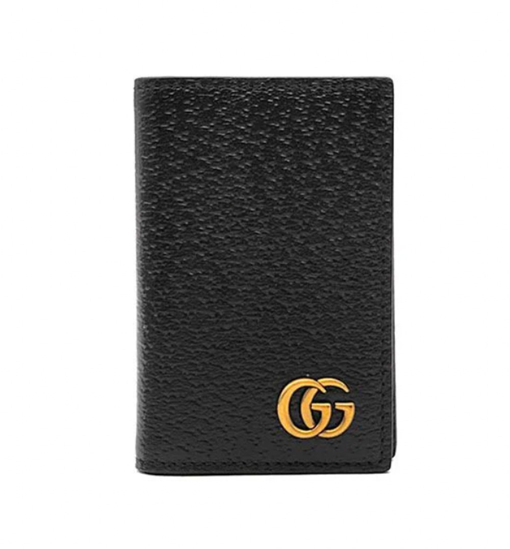 Gucci GG Marmont Mens Slim Card Holder Case Fold Over Black Leather